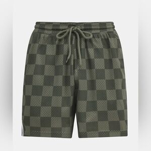 No Boundaries Green Checkered Athletic Shorts
